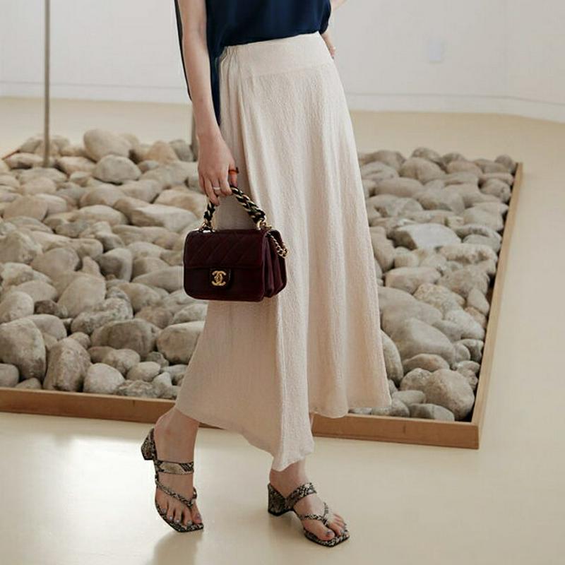 【新作10%OFF】テクスチャーフレアスカート・全3色・b63348 レディース【sk】【韓国 ファッション スカート ロング 