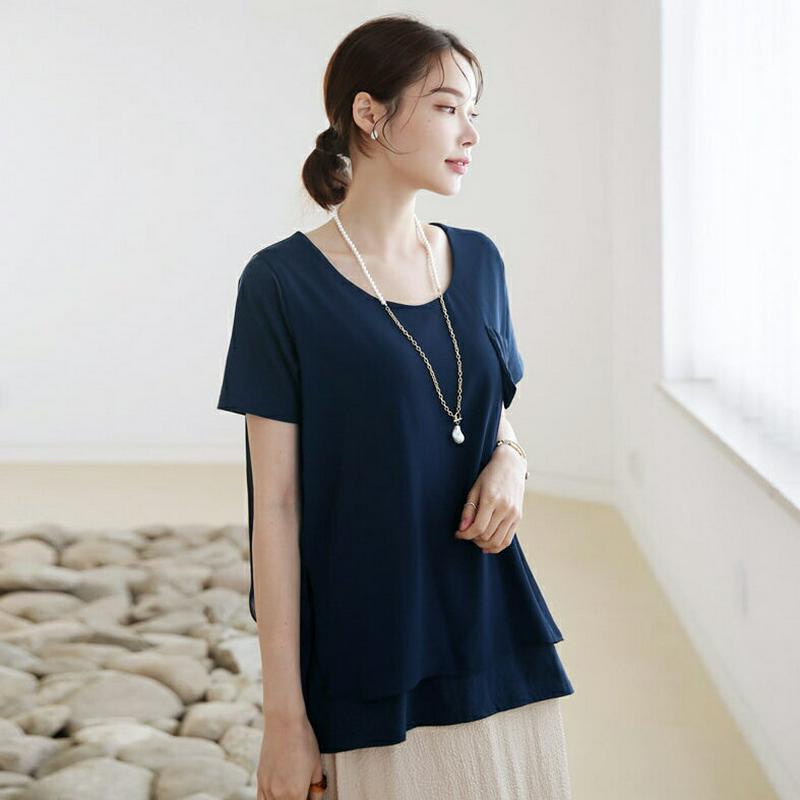 【新作10%OFF】ポケットレイヤードTシャツ・全4色・b63321 レディース【tops】【韓国 ファッション トップス Tシ