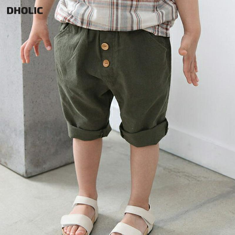 ボタンポイントリネンハーフパンツ・p004501 キッズ【3~8才】【pt】【ボトムス パンツ ズボン ハーフパンツ 半ズボン リネン カジュアル シンプル 女の子 男の子 夏 韓国 韓国子供服 子供 こども 子供服 こども服】【KIDS】