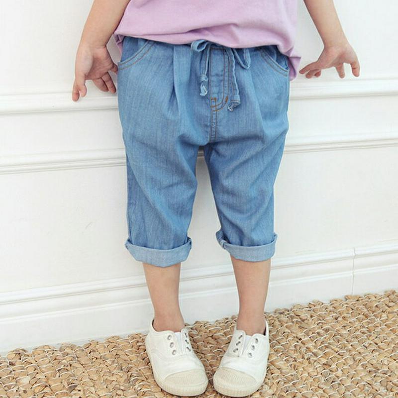 ドロストクロップドデニムパンツ・p004503 キッズ【3~8才】【pt】【ボトムス パンツ ズボン デニム デニムパンツ クロップドパンツ ドロスト 男の子 女の子 カジュアル 単色 無地 春 夏 韓国 韓国子供服 子供 こども 子供服 こども服】【KIDS】