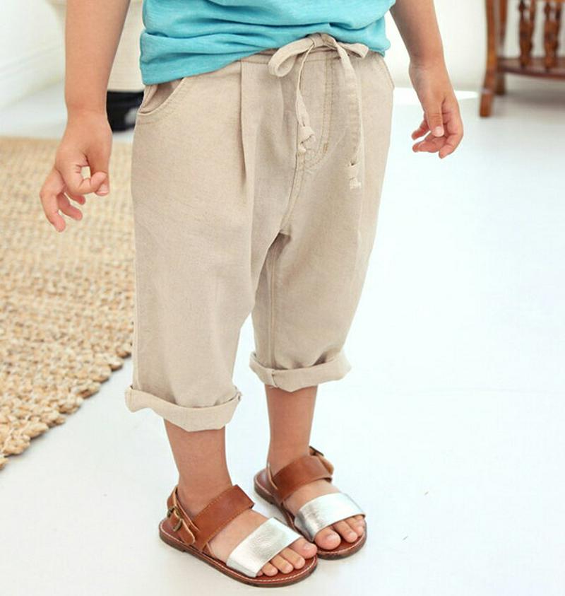リネンブレンドクロップドパンツ・p004504 キッズ【3~8才】【pt】【ボトムス パンツ ズボン クロップドパンツ リネン カジュアル シンプル 女の子 男の子 単色 無地 春 夏 韓国 韓国子供服 子供 こども 子供服 こども服】【KIDS】