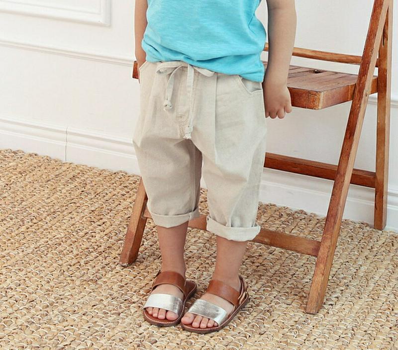 リネンブレンドクロップドパンツ・p004504 キッズ【3~8才】【pt】【ボトムス パンツ ズボン クロップドパンツ リネン カジュアル シンプル 女の子 男の子 単色 無地 春 夏 韓国 韓国子供服 子供 こども 子供服 こども服】【KIDS】