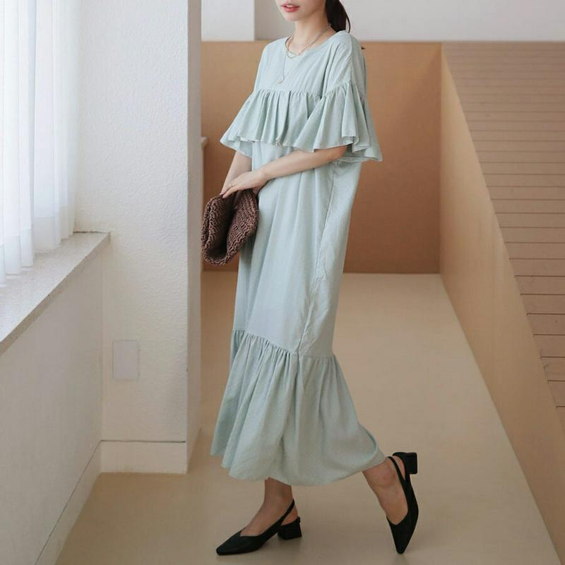 【新作10%OFF】ラッフルポイントワンピース・全3色・b63336 レディース【ops】【韓国 ファッション ワンピース ロン