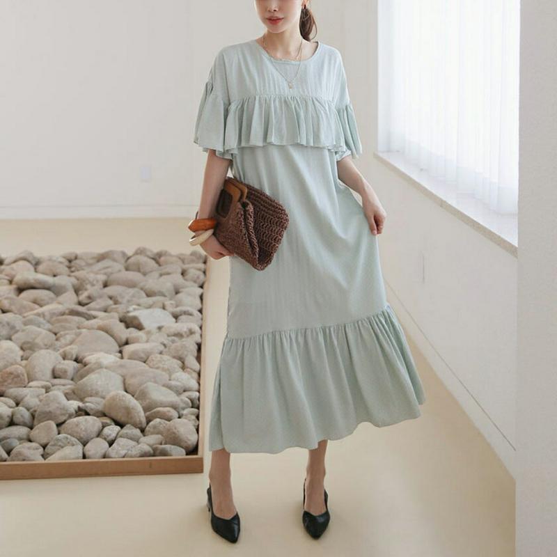 【新作10%OFF】ラッフルポイントワンピース・全3色・b63336 レディース【ops】【韓国 ファッション ワンピース ロン