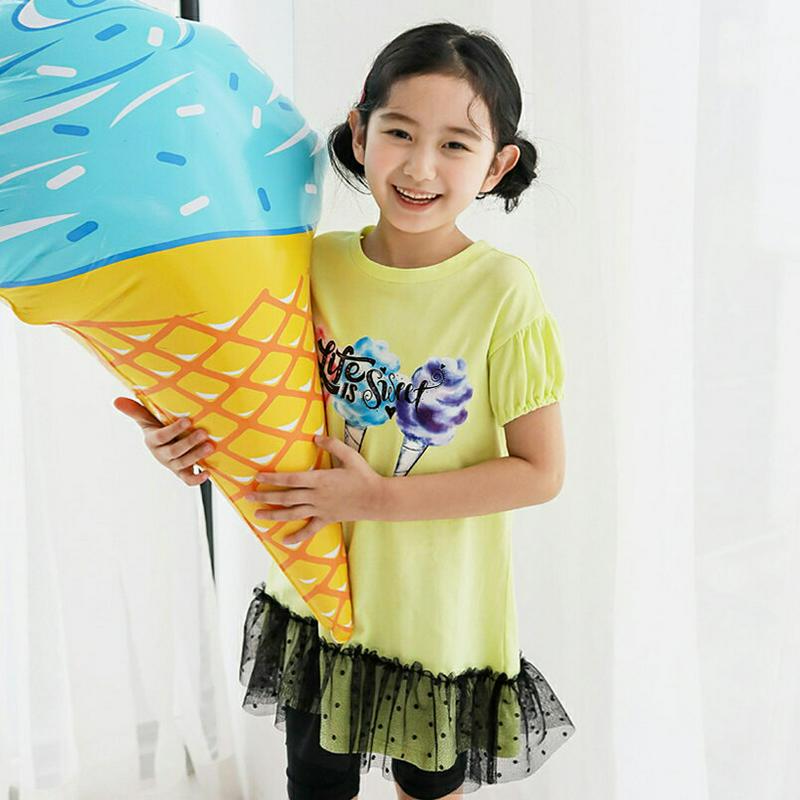 【只今10%OFF】ICEドットチュールヘムTシャツ p003572・キッズ 【3~8才】【tops】【韓国 ファッション トッ