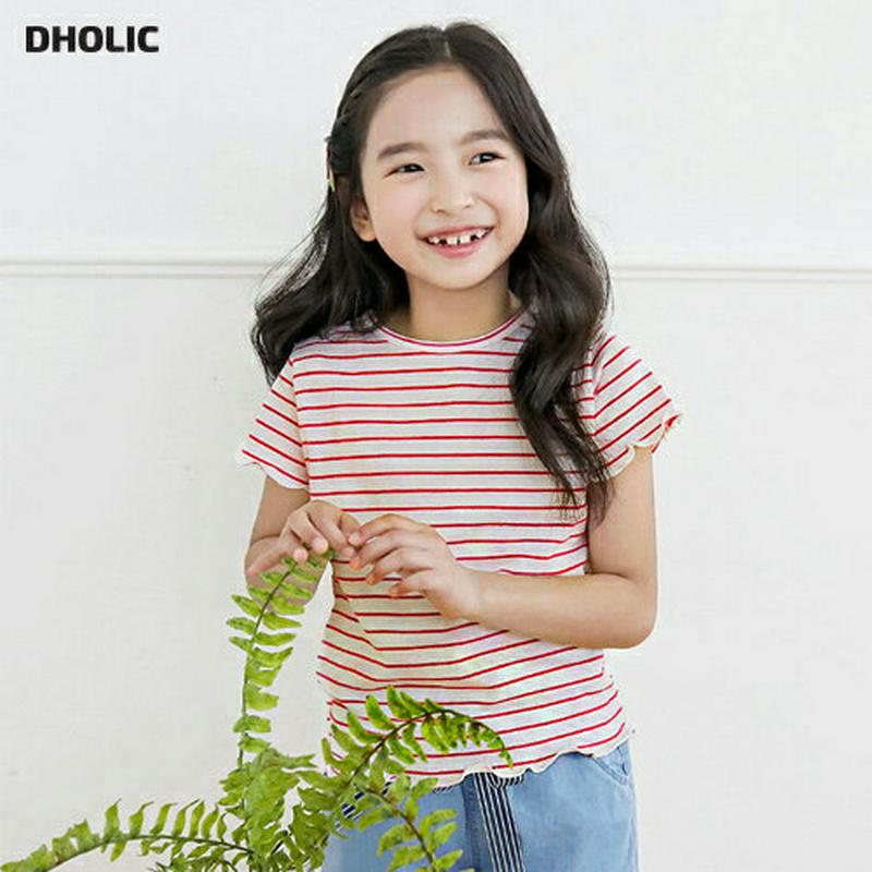 【只今10%OFF】ウェーブヘムボーダーTシャツ・p003682 キッズ【3~8才】【tops】【トップス Tシャツ 半袖 ボー