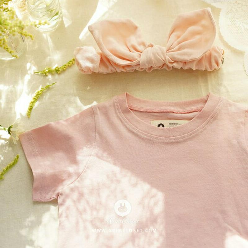 クルーネック半袖Tシャツ・p004561 キッズ【0~2才】【tops】【トップス Tシャツ 半袖 ハーフスリーブ クルーネック 綿 コットン 女の子 男の子 ベビー シンプル 単色 無地 韓国 韓国子供服 子供 こども 子供服 こども服】【KIDS】