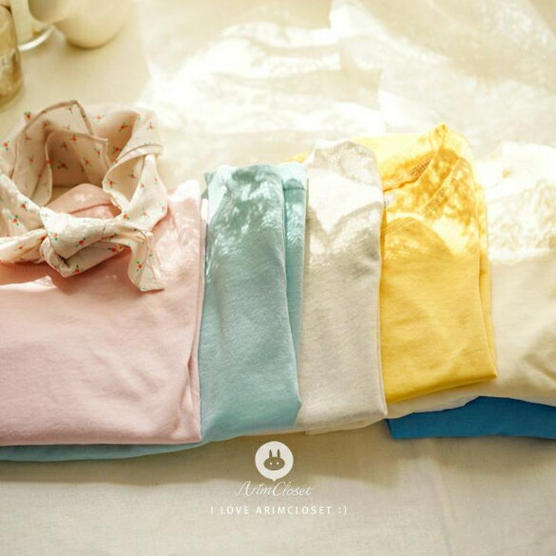 クルーネック半袖Tシャツ・p004561 キッズ【0~2才】【tops】【トップス Tシャツ 半袖 ハーフスリーブ クルーネック 綿 コットン 女の子 男の子 ベビー シンプル 単色 無地 韓国 韓国子供服 子供 こども 子供服 こども服】【KIDS】