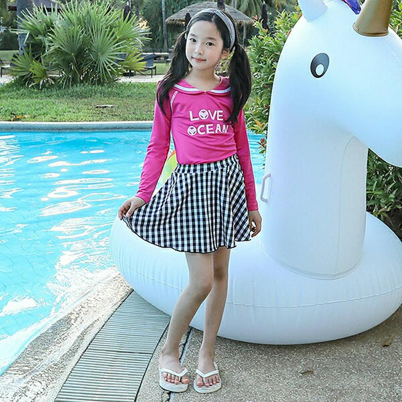 【只今10%OFF】セーラーカラートップ&フレアスカート水着SET・p003720 キッズ【3~8才】【bw】【水着 ビーチウェ