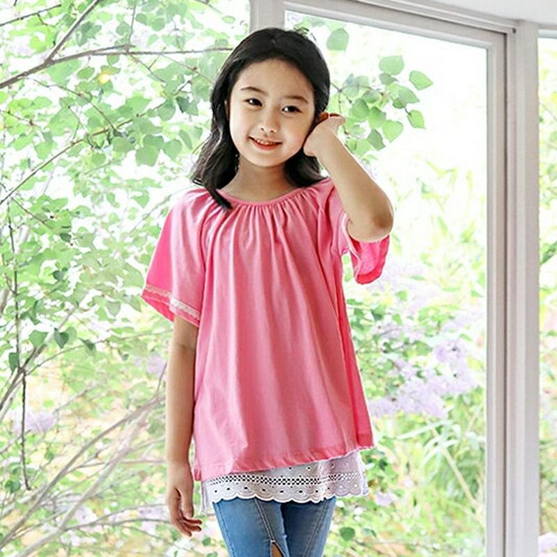【只今10%OFF】バックリボンギャザーネックTシャツ・p003703 キッズ【3~8才】【tops】【トップス Tシャツ 半袖
