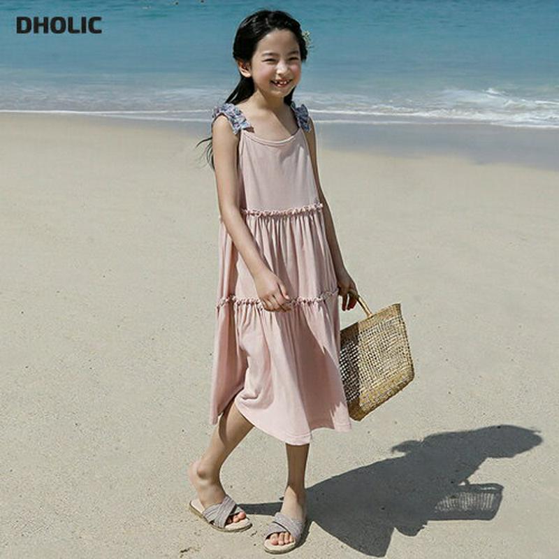 【只今10%OFF】フラワーストラップティアードワンピース・p003708 キッズ【3~8才】【ops】【ワンピース ミディ丈 