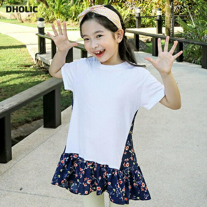 【只今10%OFF】フラワーレイヤード半袖ワンピース p003585・キッズ 【3~8才】【ops】【韓国 ファッション ワンピ