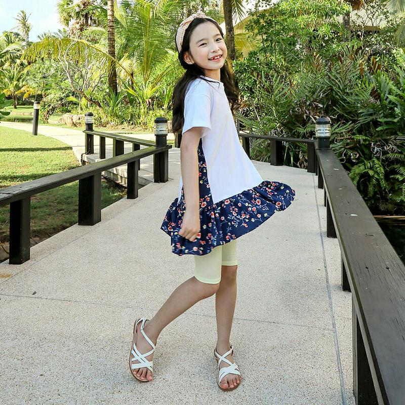 【只今10%OFF】フラワーレイヤード半袖ワンピース p003585・キッズ 【3~8才】【ops】【韓国 ファッション ワンピ