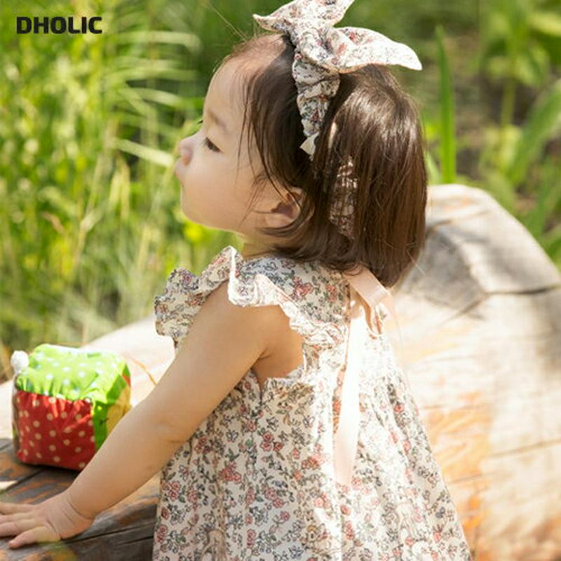 フリルスリーブ花柄リボンワンピース・p004580 キッズ【0~2才】【ops】【ワンピース ロングワンピース スリーブレス ラウンドネック フリル フリルスリーブ リボン 花柄 かわいい 女の子 ベビー 韓国 韓国子供服 子供 こども 子供服 こども服】【KIDS】