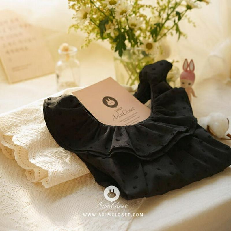 ラッフルカラードットブラウス・p004571 キッズ【0~2才】【bl】【トップス ブラウス 半袖　パフスリーブ ラッフル ラッフルカラー ドット ドット柄 綿 コットン かわいい ベビー 韓国 韓国子供服 子供 こども 子供服 こども服】【KIDS】