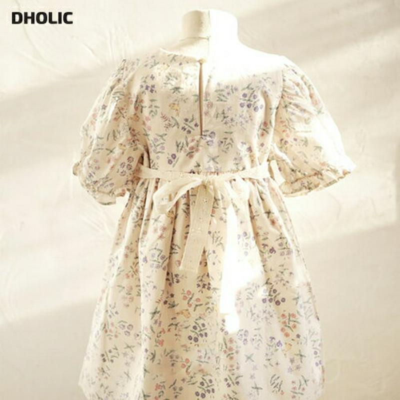 レースストラップ花柄フレアワンピース・p004568 キッズ【0~2才】【ops】【ワンピース ロングワンピース 半袖 パフスリーブ レース ストラップ 花柄 フレア ラウンドネック 女の子 かわいい 韓国 韓国子供服 子供 こども 子供服 こども服】【KIDS】