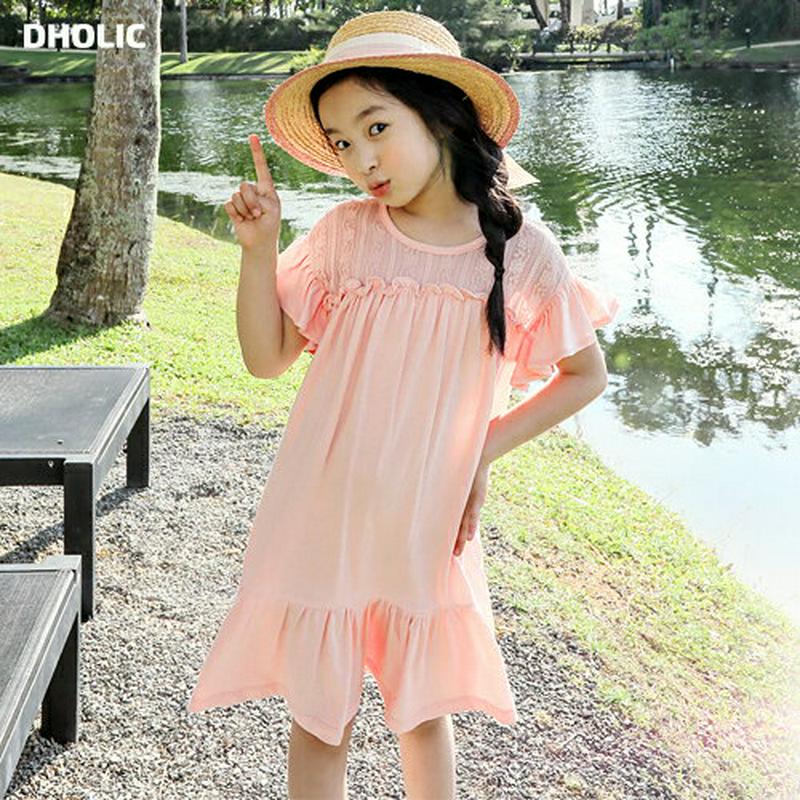 【只今10%OFF】レースパネルフリルワンピース p003583・キッズ 【3~8才】【ops】【韓国 ファッション ワンピース