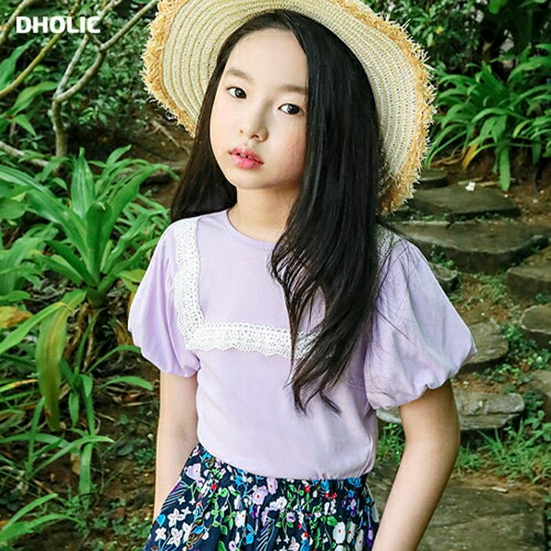 【只今10%OFF】レースボックスラインTシャツ p003596・キッズ 【3~8才】【tops】【韓国 ファッション トップス