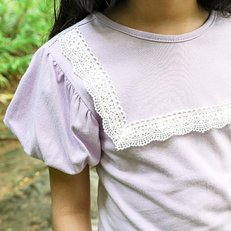 【只今10%OFF】レースボックスラインTシャツ p003596・キッズ 【3~8才】【tops】【韓国 ファッション トップス