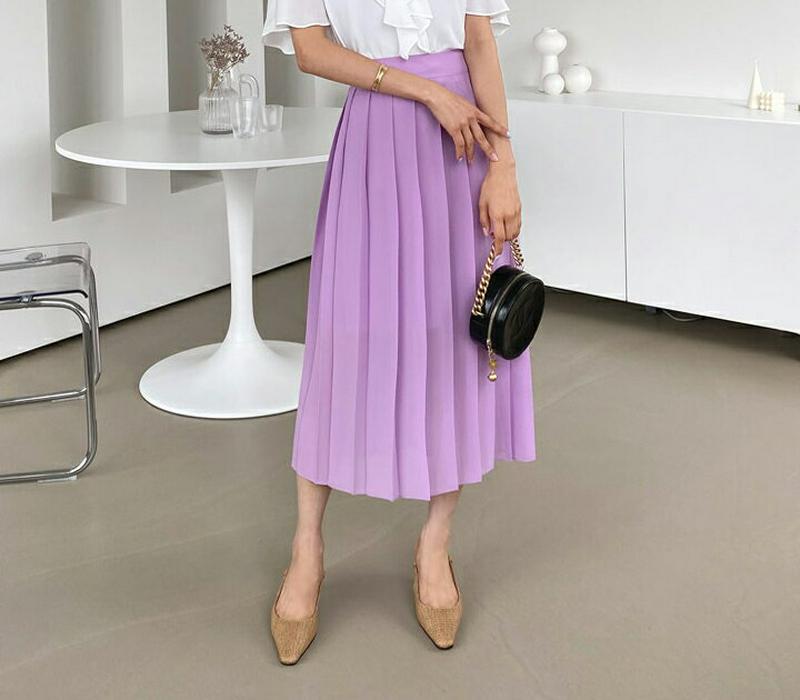 【新作10%OFF】プリーツシフォンスカート・全4色・t60650 レディース【sk】【韓国 ファッション ボトムス スカート 