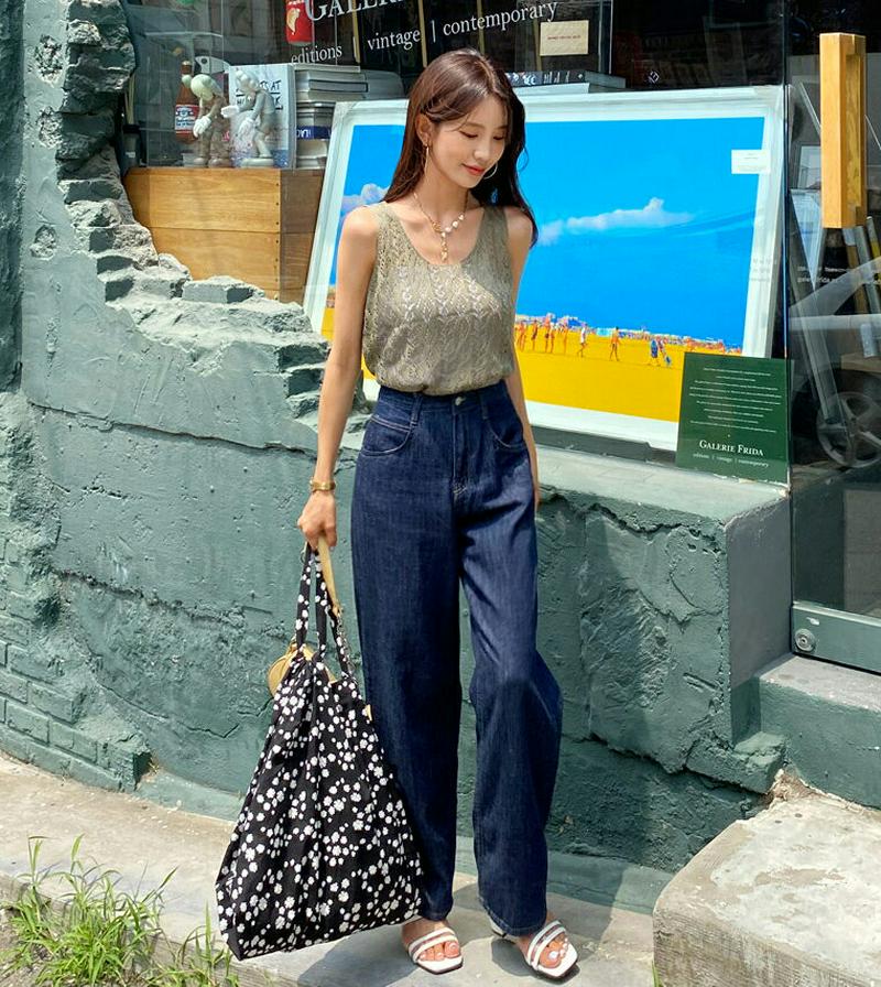 【新作10%OFF】ワイドデニムパンツ・全1色・t60510 レディース【pt】【韓国 ファッション ボトムス ズボン パンツ 