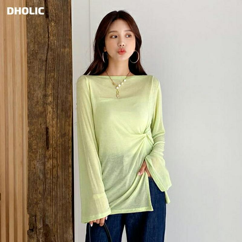 【新作10%OFF】ツイストボートネックTシャツ・全3色・t60487 レディース【tops】【韓国 ファッション トップス T