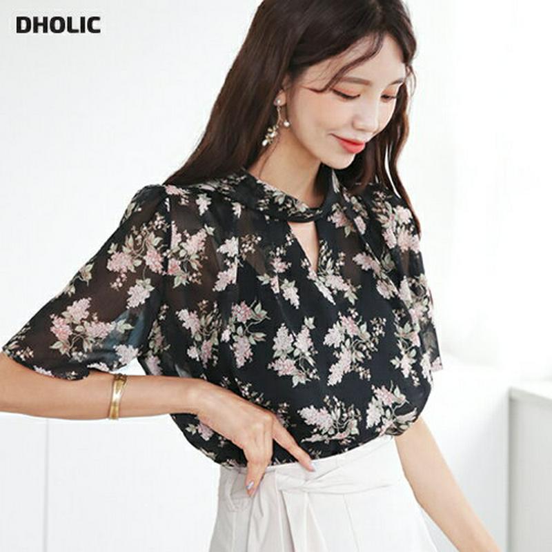 【新作10%OFF】カットハーフネック花柄ブラウス・全3色・b60638 レディース【bl】【韓国 ファッション トップス ブラ