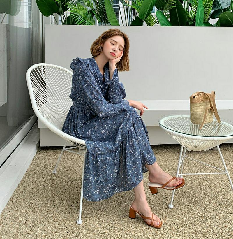 【新作10%OFF】フリルフローラルワンピース・全2色・t60645 レディース【ops】【韓国 ファッション ワンピース ロン