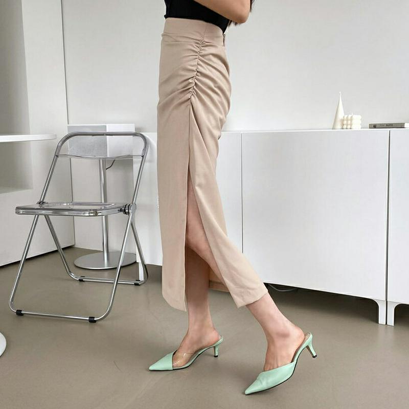 【新作10%OFF】サイドギャザースカート・全2色・t60649 レディース【sk】【韓国 ファッション ボトムス スカート ロ