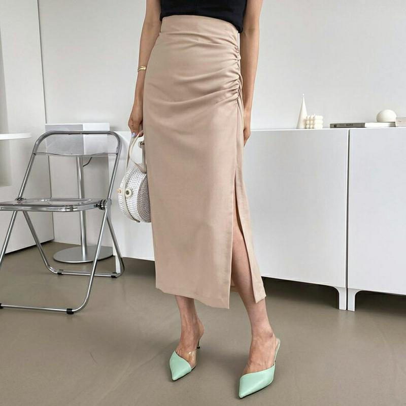 【新作10%OFF】サイドギャザースカート・全2色・t60649 レディース【sk】【韓国 ファッション ボトムス スカート ロ