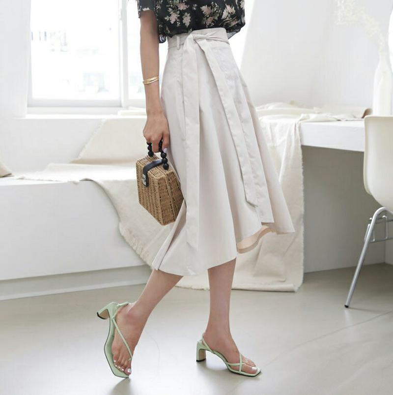 【新作10%OFF】ストラップ付フレアスカート・全2色・b60652 レディース【sk】【韓国 ファッション ボトムス スカート