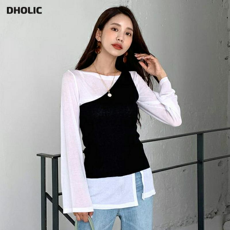 【新作10%OFF】ワンショルリブスリーブレス・全2色・b60484 レディース【tops】【韓国 ファッション トップス スリ