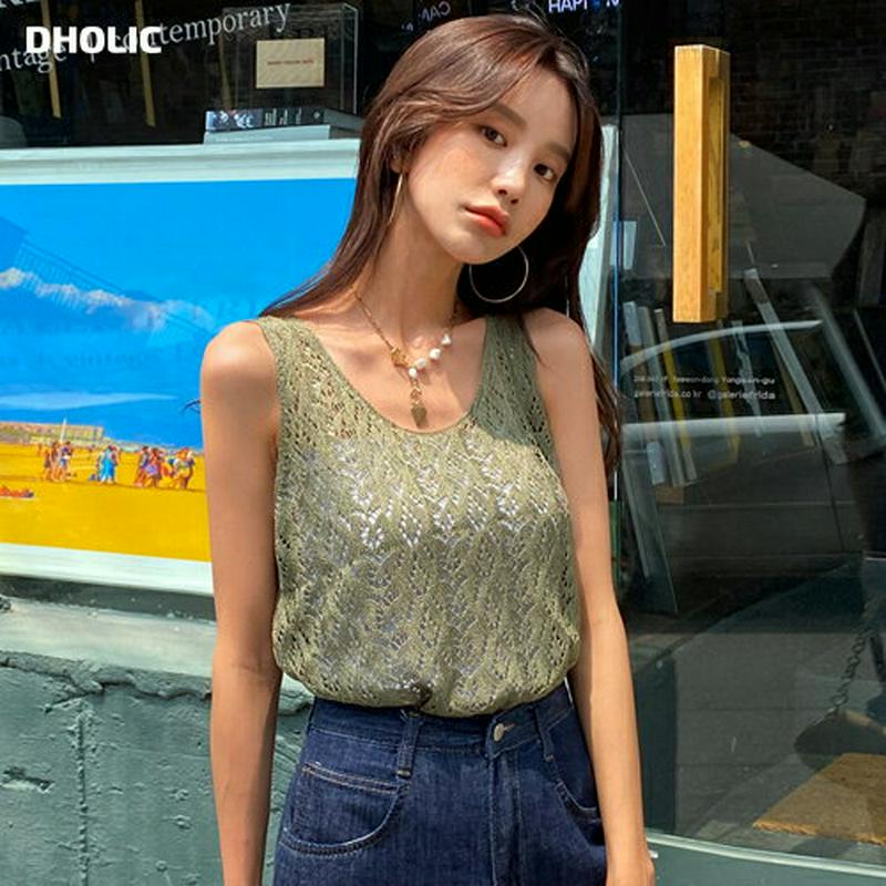 【新作10%OFF】パンチングスリーブレス・全3色・t60485 レディース【tops】【韓国 ファッション トップス スリーブ