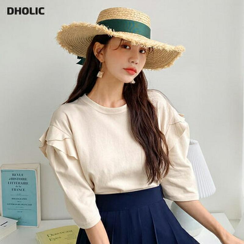 【新作10%OFF】フリルパフTシャツ・全2色・b60630 レディース【tops】【韓国 ファッション トップス Tシャツ 七