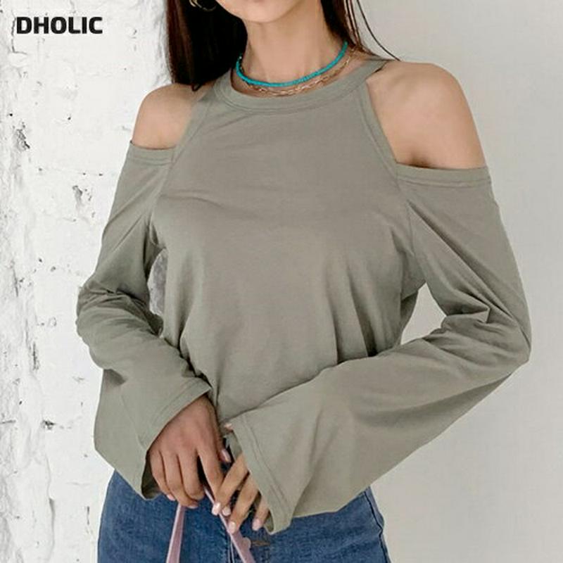 【新作10%OFF】ショルダーカットTシャツ・全3色・t60489 レディース【tops】【韓国 ファッション トップス Tシャ
