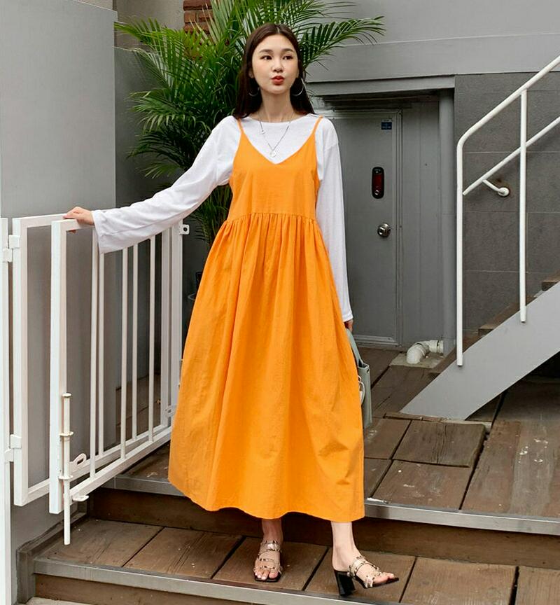 【新作10%OFF】フレアギャザーワンピース・全3色・t60499 レディース【ops】【韓国 ファッション ワンピース ロング