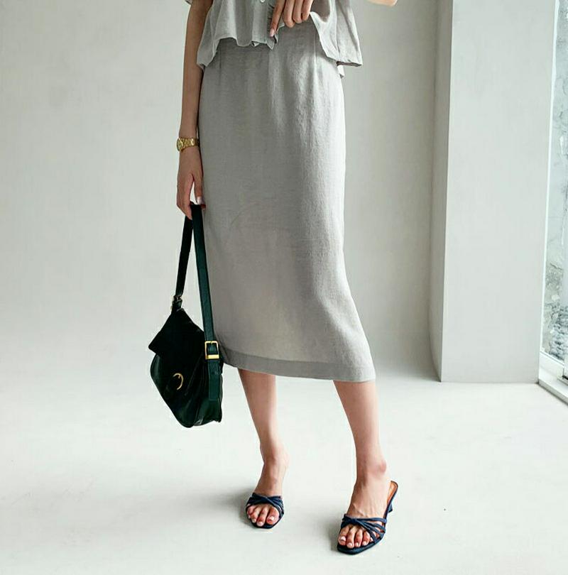 【新作10%OFF】Hラインスカート・全2色・t60515 レディース【sk】【韓国 ファッション ボトムス スカート ロング丈