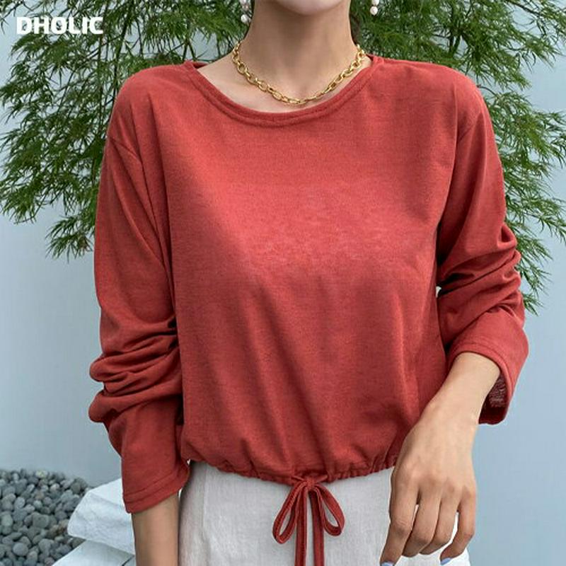 【新作10%OFF】ストリングへムTシャツ・全2色・t60488 レディース【tops】【韓国 ファッション トップス Tシャツ