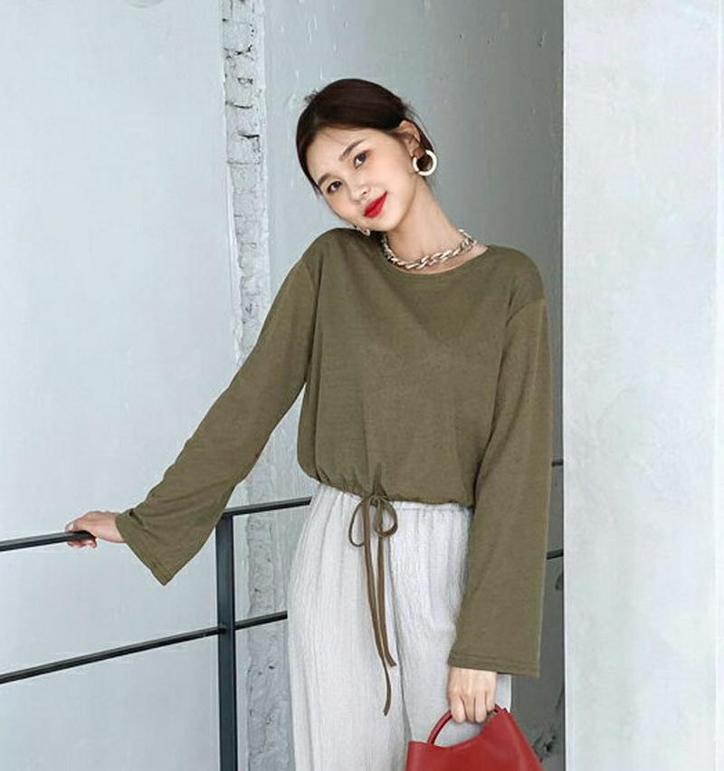 【新作10%OFF】ストリングへムTシャツ・全2色・t60488 レディース【tops】【韓国 ファッション トップス Tシャツ