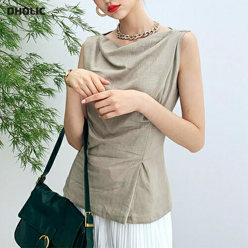 【新作10%OFF】ドレープネックスリーブレス・全2色・t60526 レディース【tops】【韓国 ファッション トップス スリ