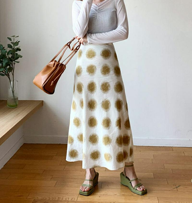 【新作10%OFF】ビッグドットフレアスカート・全3色・47846 レディース【sk】【韓国 ファッション ボトムス スカート 