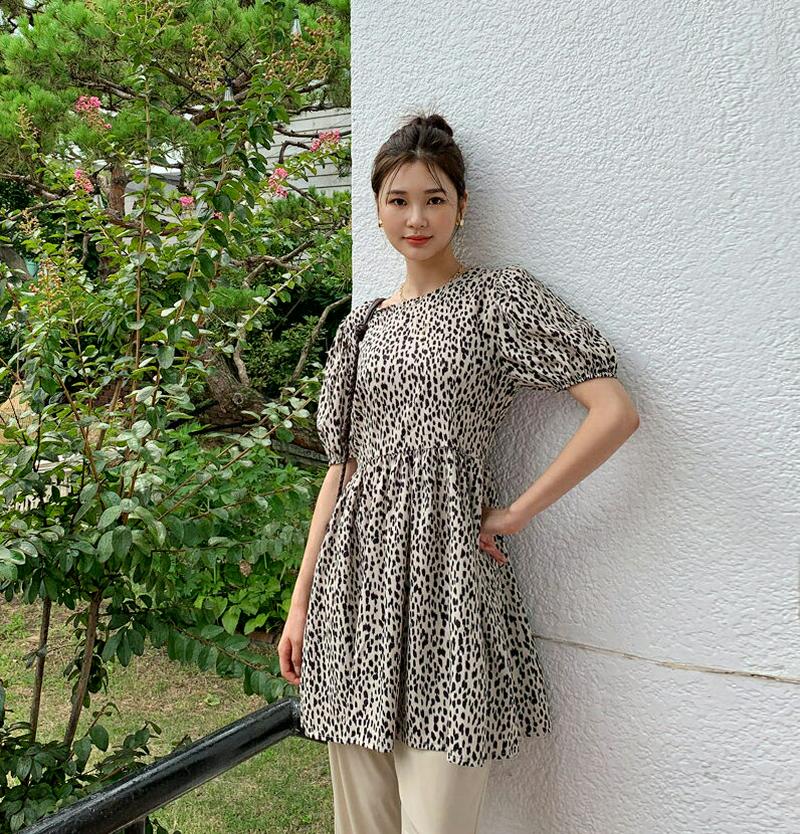 【新作10%OFF】レオパードミニワンピース・全1色・t47844 レディース【ops】【韓国 ファッション ワンピース ミニ丈