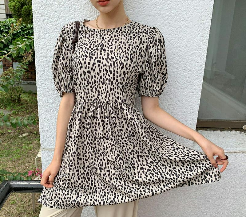 【新作10%OFF】レオパードミニワンピース・全1色・t47844 レディース【ops】【韓国 ファッション ワンピース ミニ丈