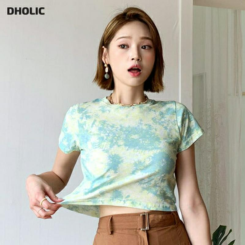 【新作10%OFF】タイダイクロップドTシャツ・全4色・t47793 レディース【tops】【韓国 ファッション トップス Tシ
