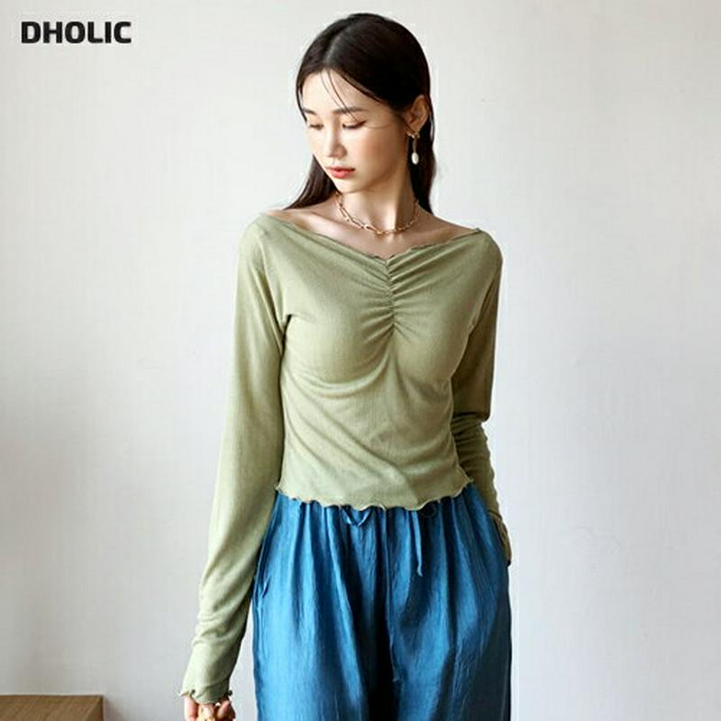 【新作10%OFF】ギャザーウェーブTシャツ・全4色・t47798 レディース【tops】【韓国 ファッション トップス Tシャ
