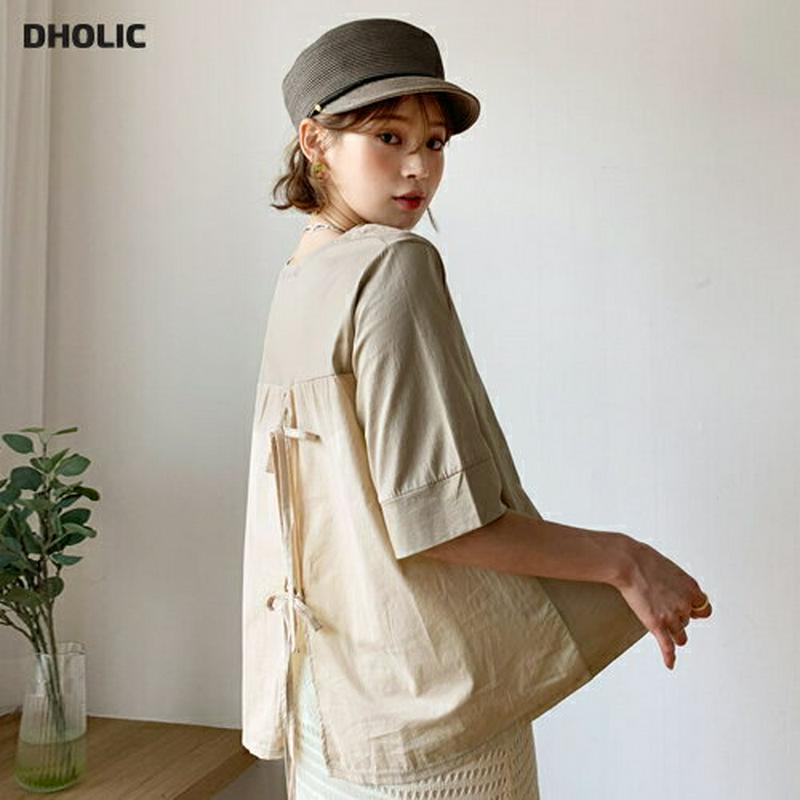 【新作10%OFF】バックスリットリボンTシャツ・全3色・t47803 レディース【tops】【韓国 ファッション トップス T