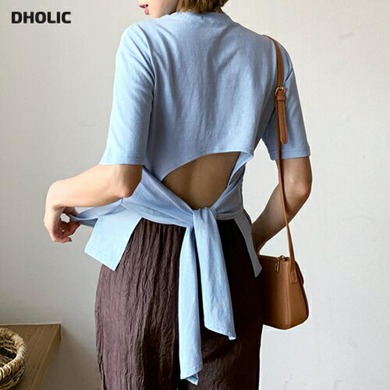 【新作10%OFF】バックスリットリボンTシャツ・全4色・t47796 レディース【tops】【韓国 ファッション トップス T