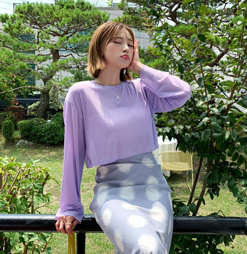 【新作10%OFF】クロップドリブTシャツ・全4色・t47797 レディース【tops】【韓国 ファッション トップス Tシャツ
