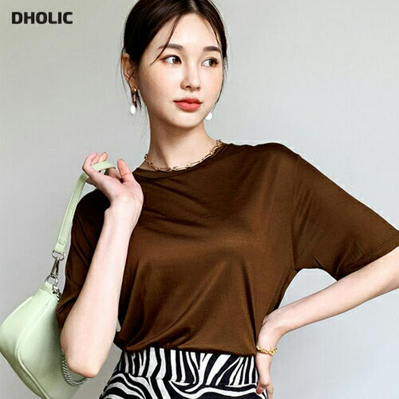 【新作10%OFF】ラウンドネックTシャツ・全5色・b47794 レディース【tops】【韓国 ファッション トップス Tシャツ