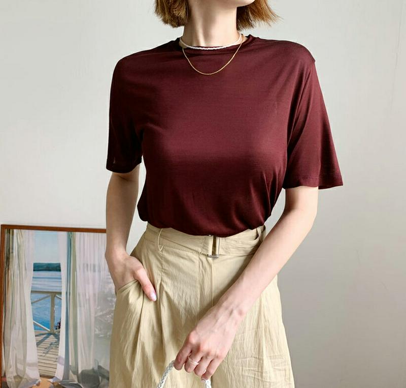 【新作10%OFF】ラウンドネックTシャツ・全5色・b47794 レディース【tops】【韓国 ファッション トップス Tシャツ